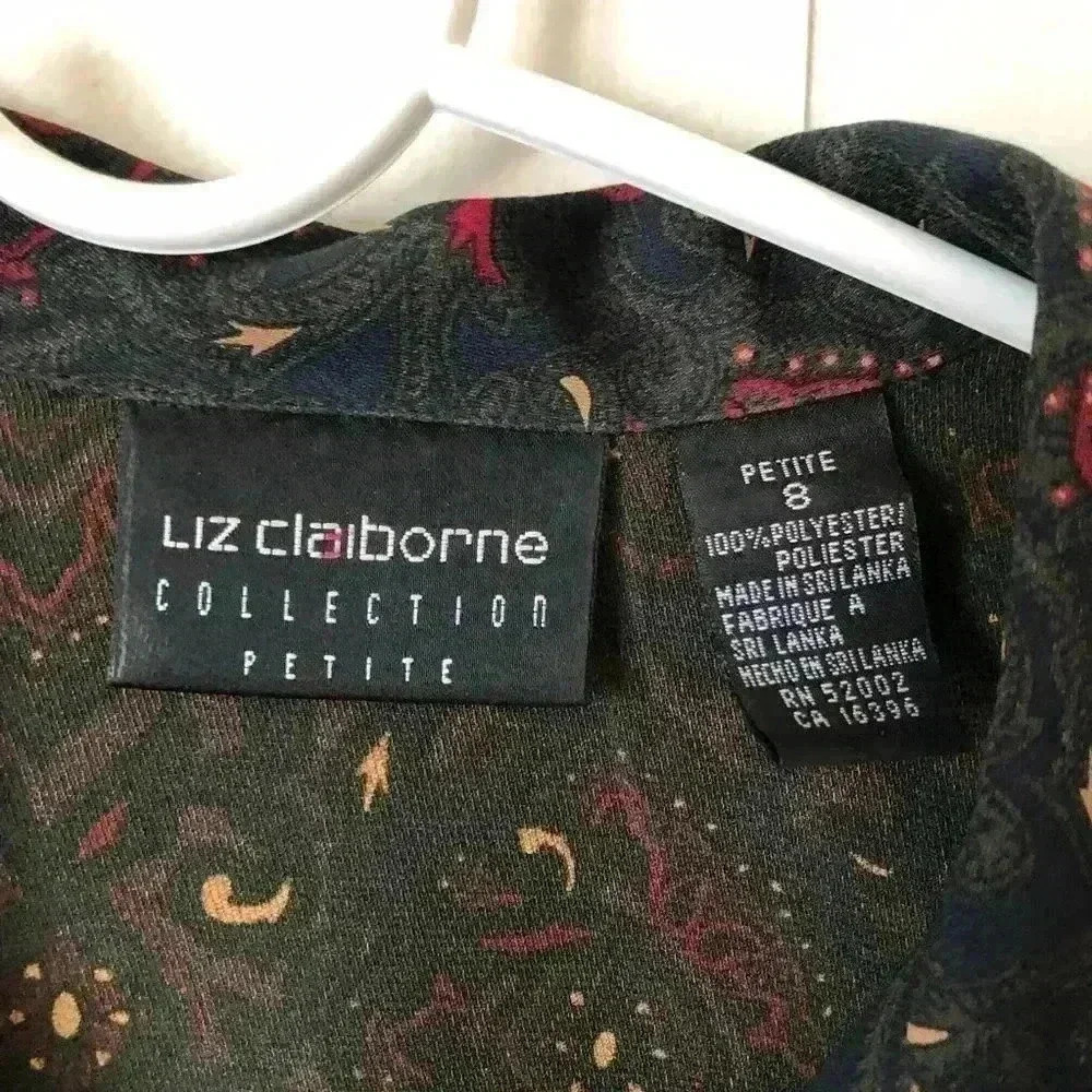 Liz Claiborne Button Down Printed Polyester Top Blouse Size 8 - Picture 2 of 6